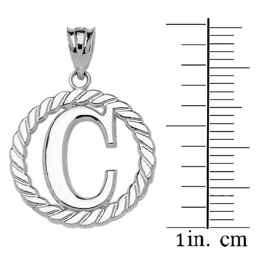 Sterling Silver Initial C Rope Circle Pendant - image 2